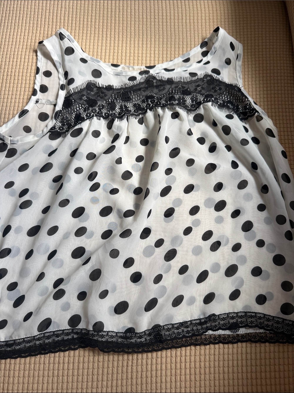 Women’s ' Black and White Polka Dot Lace Trim Dress